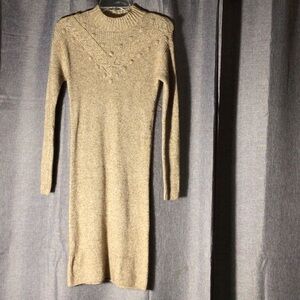 LOFT Tan Long Sleeve Sweater Dress